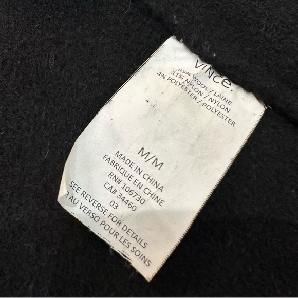 VINCE / Lightweight Double Breasted Wool Blend Pea Coat / Black / Medium - Picture 9 of 10